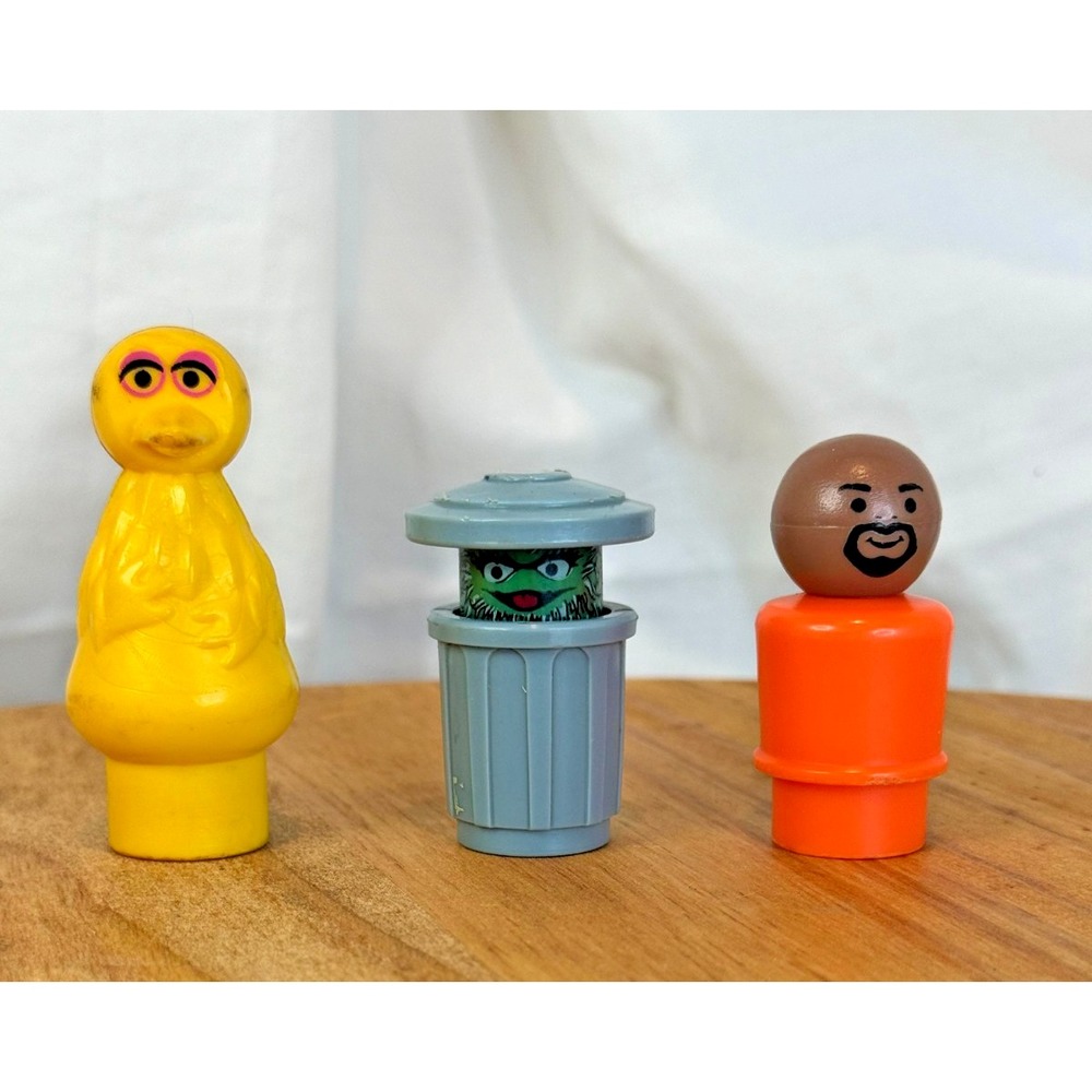 VTG Fisher Price 938 Sesame Street Little People 3 Figures Big Bird Oscar Gordon